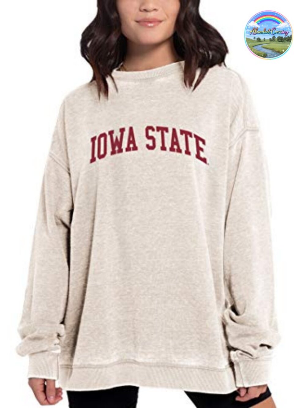 Vintage Team Logo Oversized Crewneck Cotton-Poly Sweatshirt